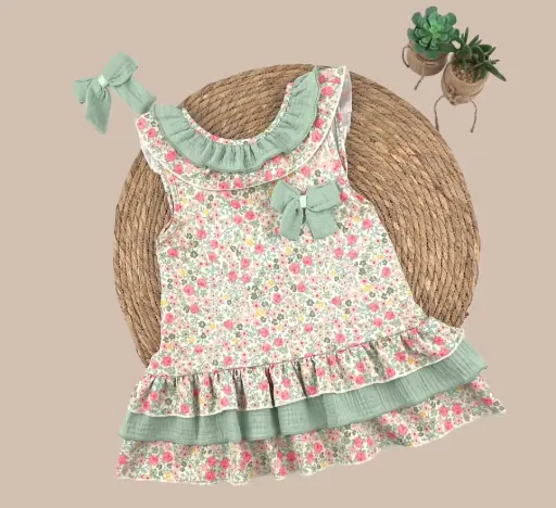 [8004] VESTIDO FLORAL VERDE AGUA